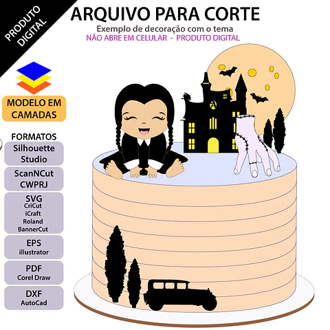 Arquivo de Corte Topo de Bolo Wandinha 9