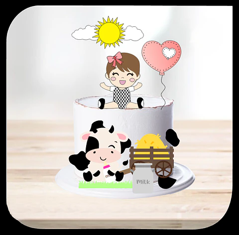 Arquivo de Corte Topo de Bolo Vaquinha Bezerro I Love Milk 53