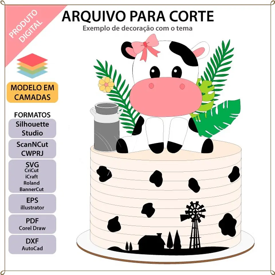 Arquivo de Corte Topo de Bolo Vaquinha Bezerro 33 1