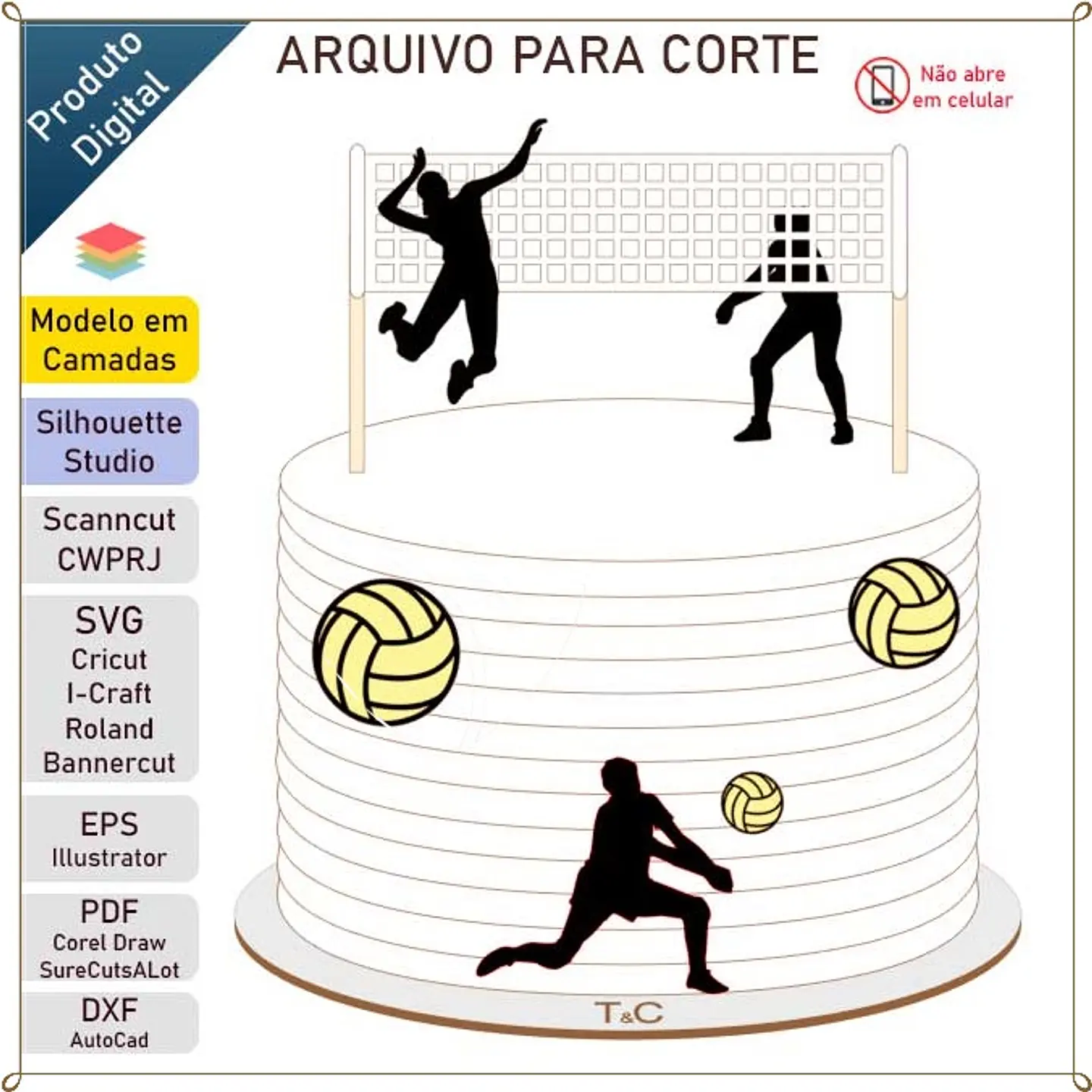 Arquivo de Corte Topo de Bolo Vôlei 4 1