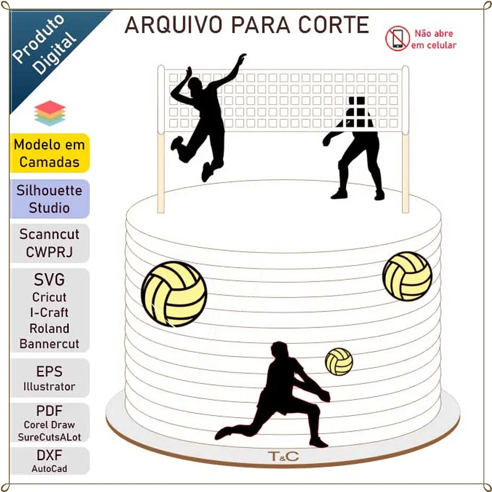 Arquivo de Corte Topo de Bolo Vôlei 4 1