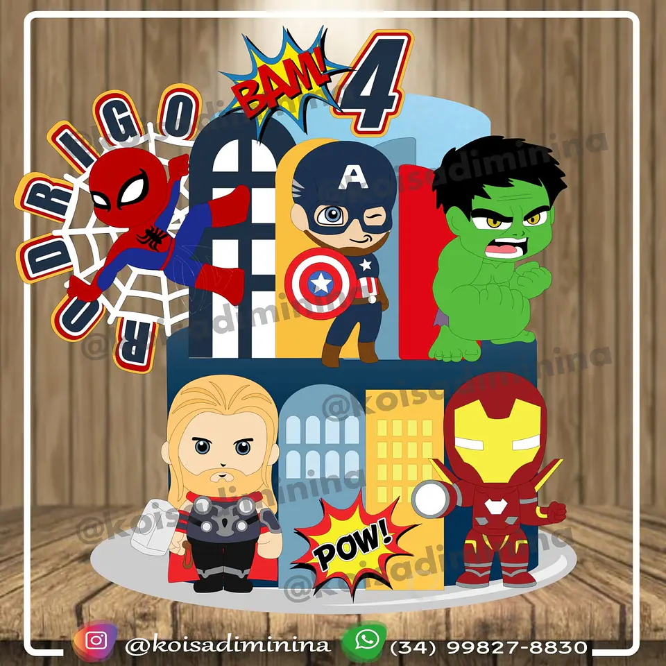 Arquivo de Corte Topo de Bolo Vingadores 5 1