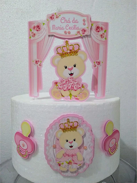 Arquivo de Corte Topo de Bolo Ursinha Realeza Princesa 3
