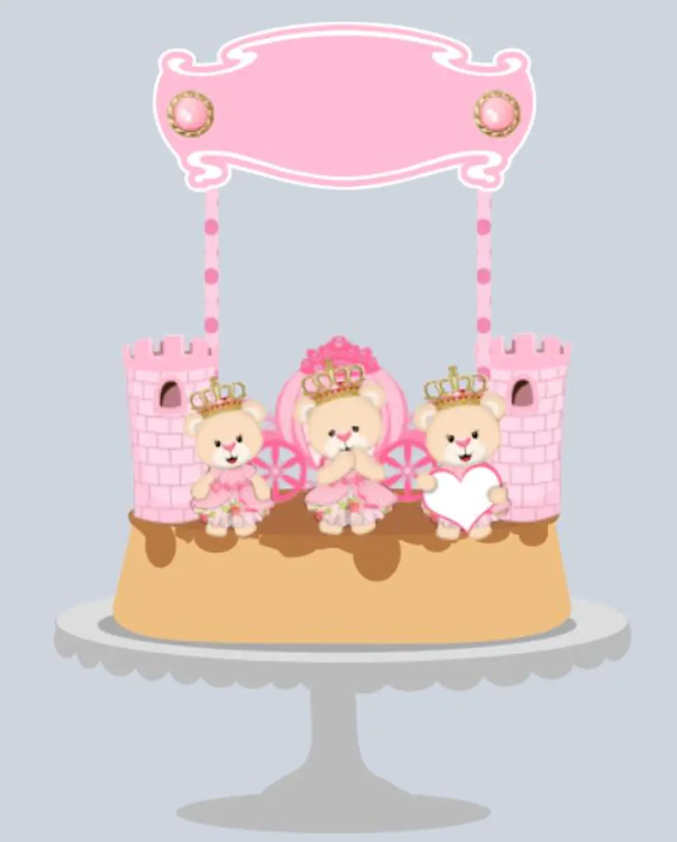 Arquivo de Corte Topo de Bolo Ursinha Realeza Princesa 1 1
