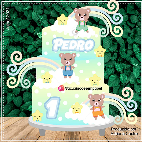 Arquivo de Corte Topo de Bolo Ursinho 7