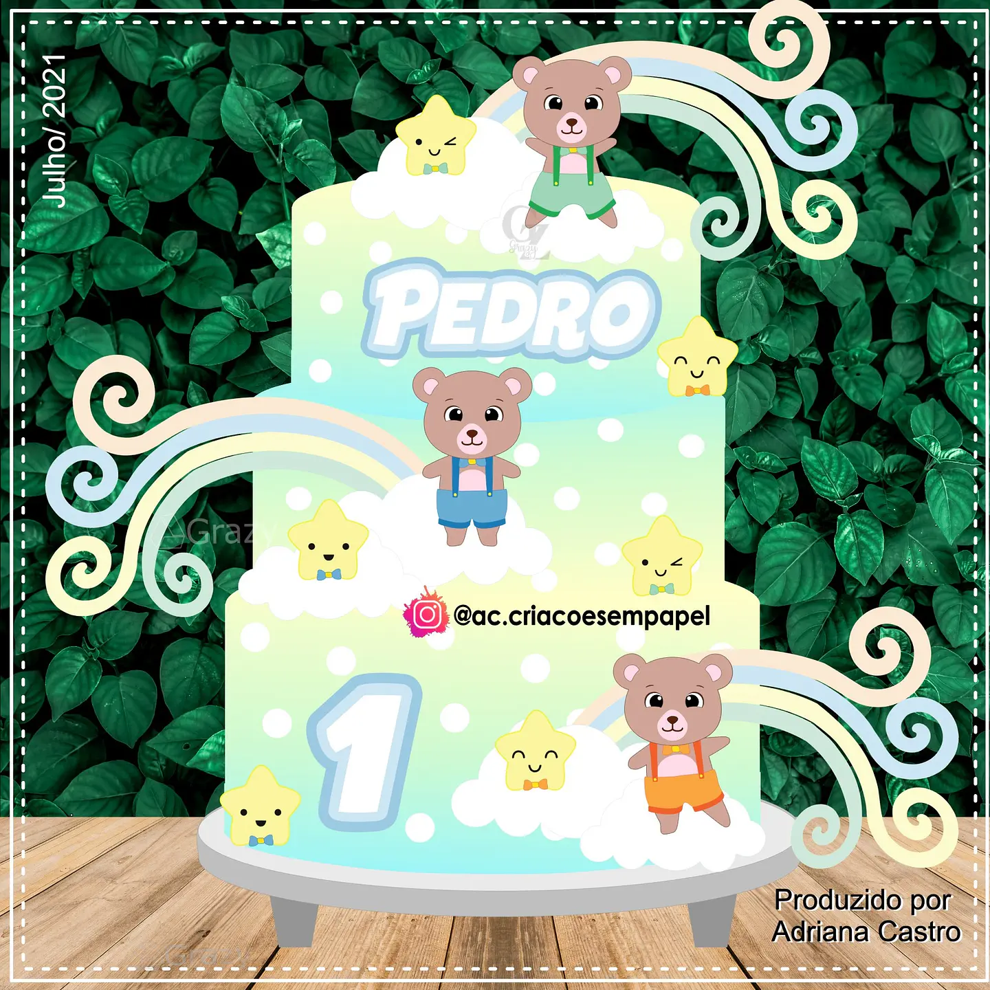 Arquivo de Corte Topo de Bolo Ursinho 7 1