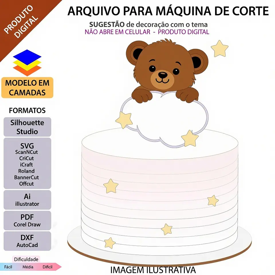 Arquivo de Corte Topo de Bolo Ursinho 1 1