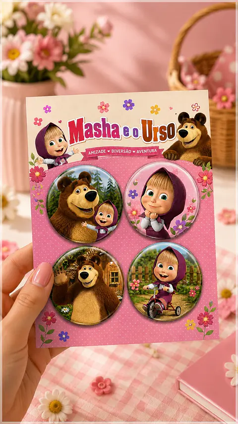 Arquivo de Corte Bottons Masha e o Urso 123