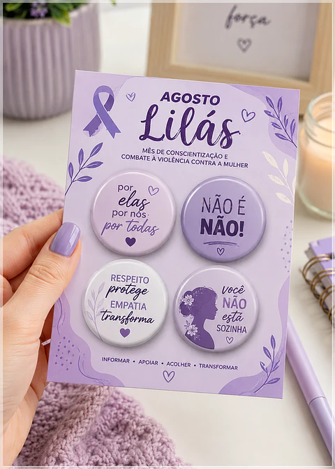 Arquivo de Corte Bottons Agosto Lilás 100