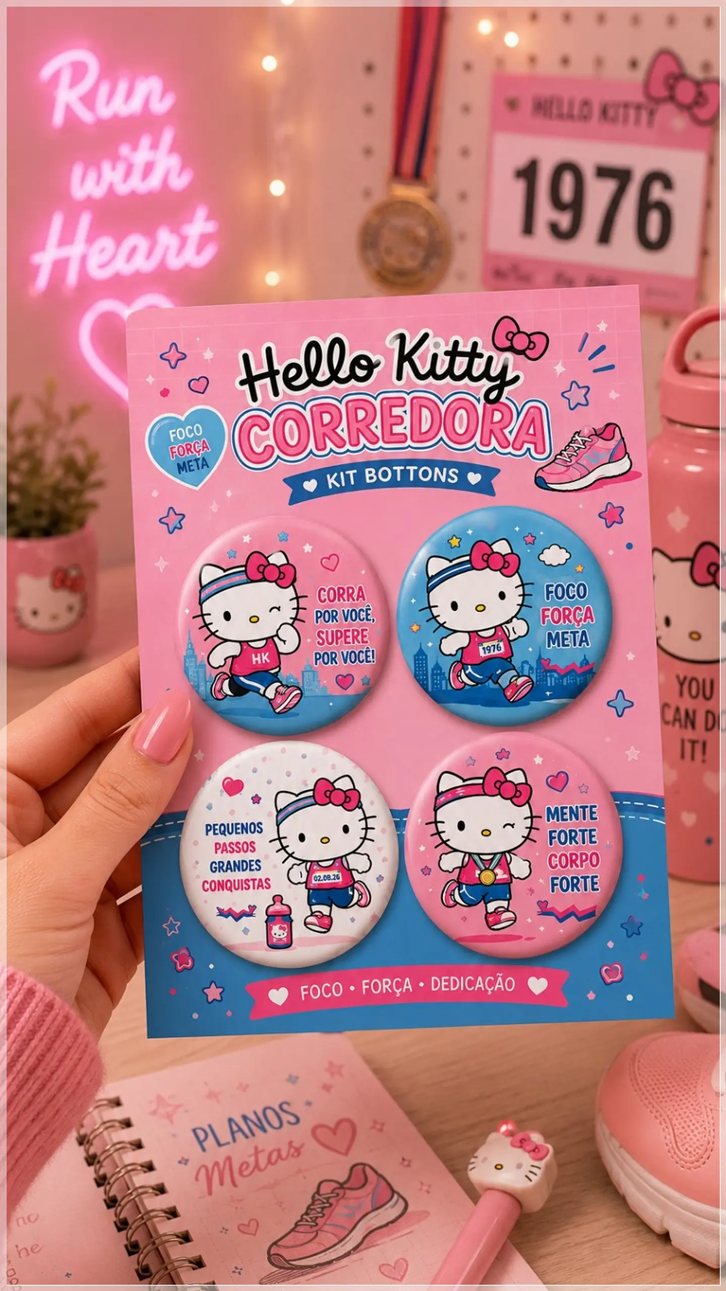 Arquivo de Corte Bottons Hello Kitty Corredora 78 1