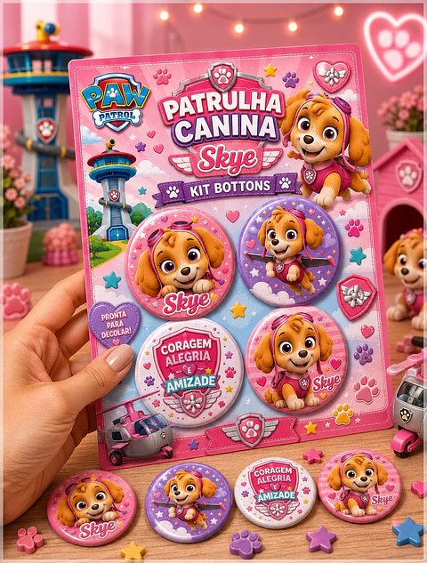 Arquivo de Corte Bottons Patrulha Canina Menina Skye 70