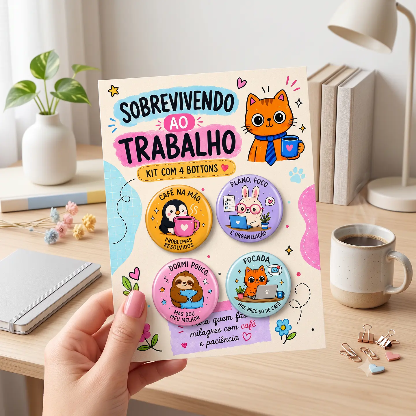 Arquivo de Corte Bottons Sobrevivendo ao Trabalho Bichinhos 32 1