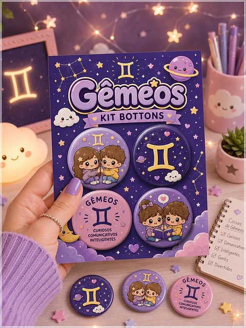 Arquivo de Corte Bottons Signo Gêmeos 16