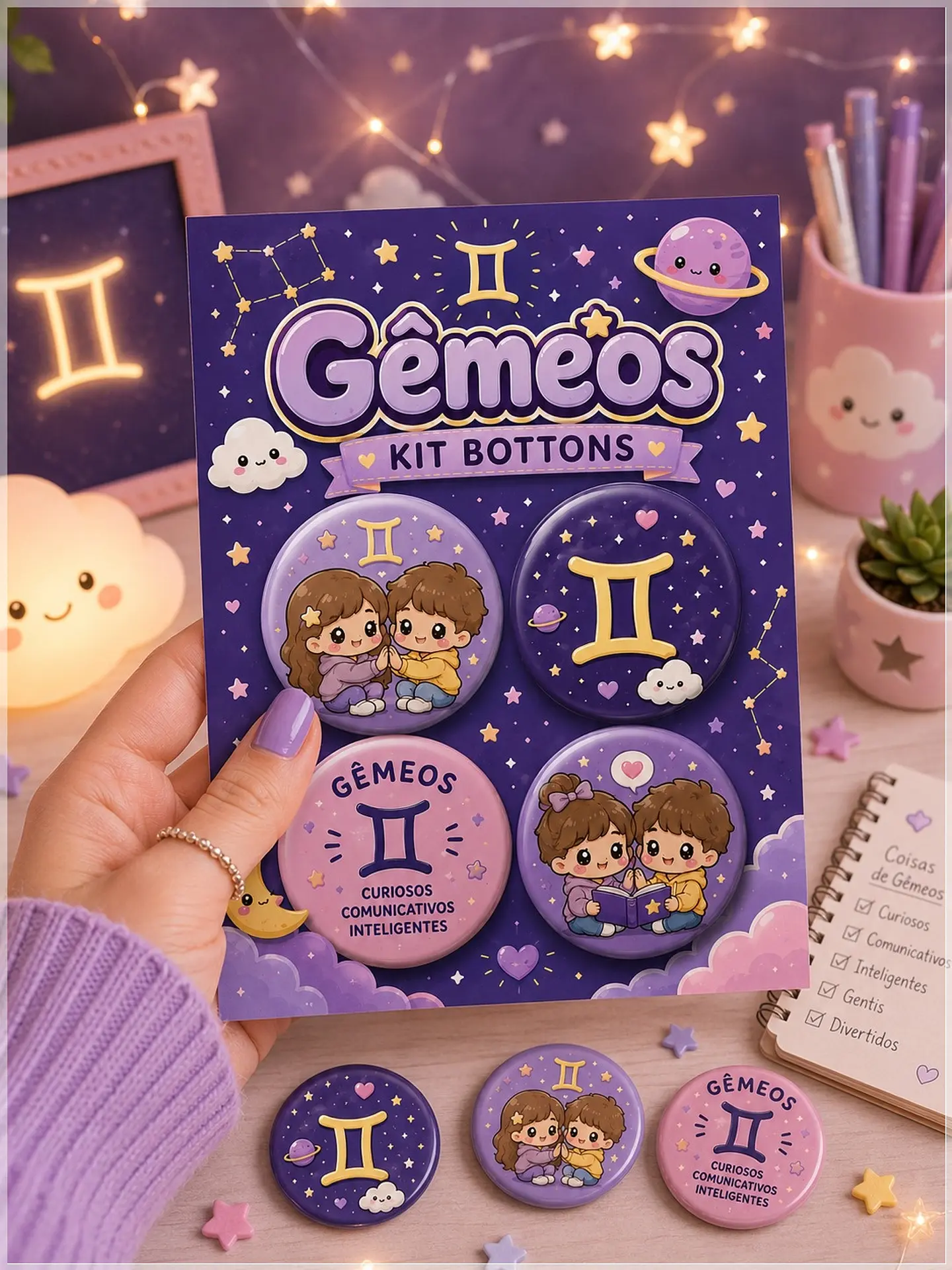 Arquivo de Corte Bottons Signo Gêmeos 16 1