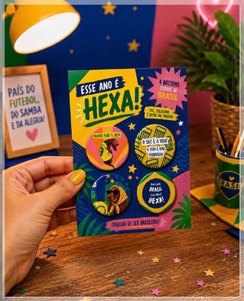 Arquivo de Corte Bottons Hexa Brasil Copa do Mundo 2