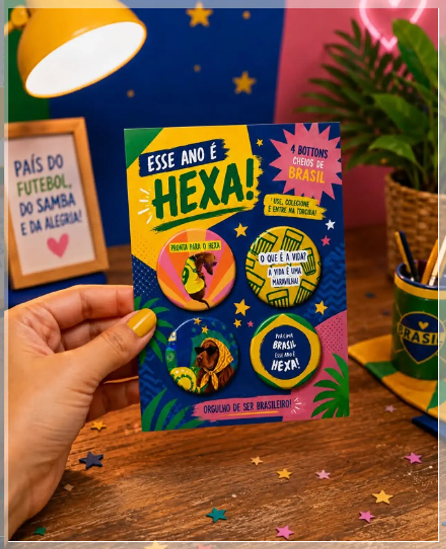 Arquivo de Corte Bottons Hexa Brasil Copa do Mundo 2 1