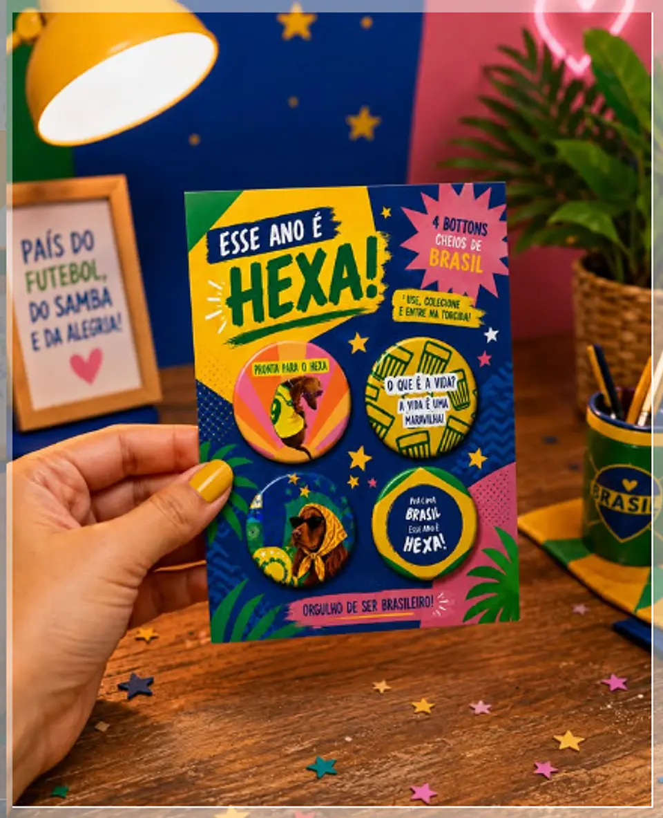 Arquivo de Corte Bottons Hexa Brasil Copa do Mundo 2 1