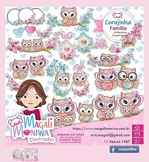 Kit Digital Corujinha Marrom 1