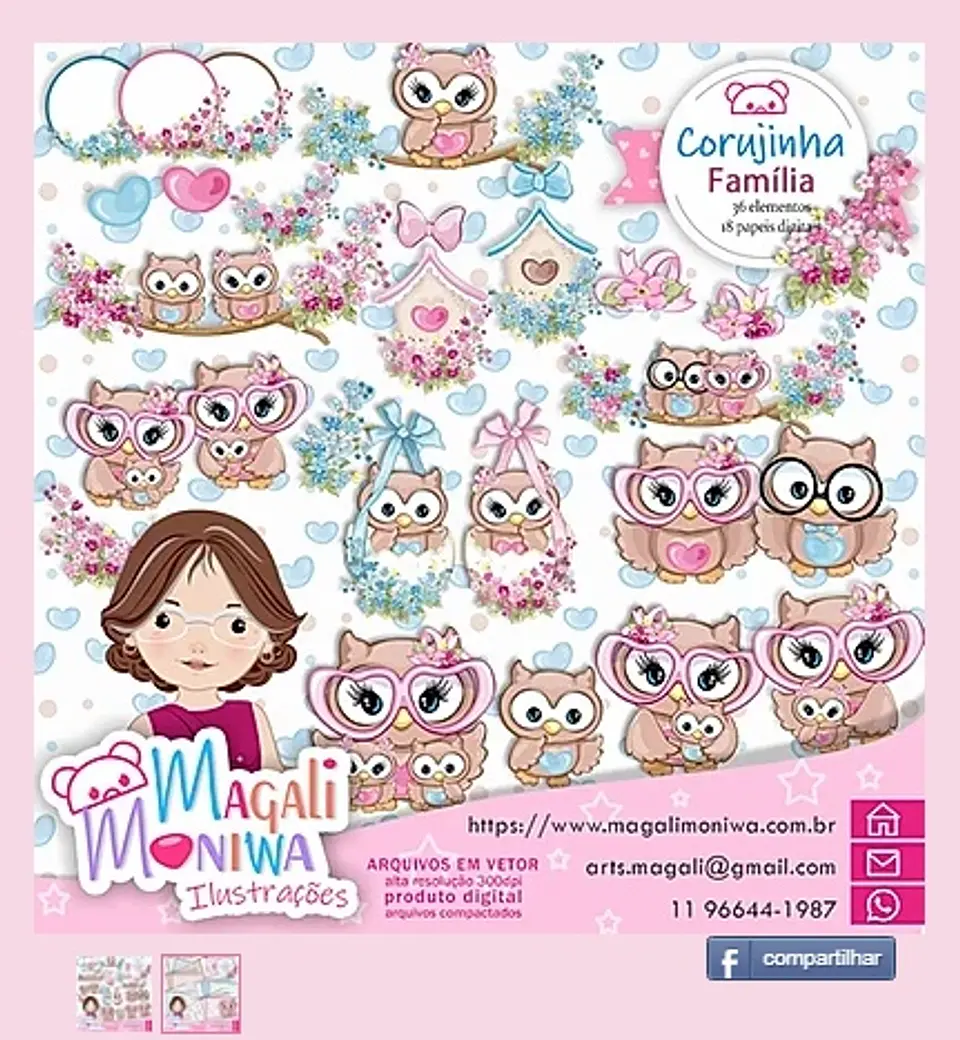 Kit Digital Corujinha Marrom 1 1
