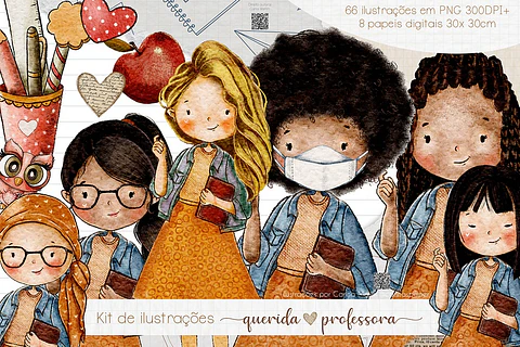 Kit Digital De Ilustraá‰es Digital Querida Professora 74