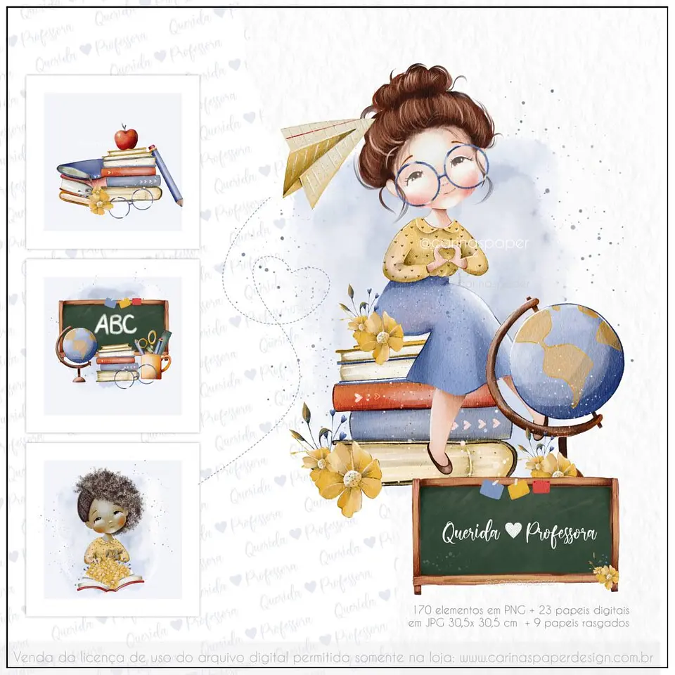 Kit Digital Mega Kit de Ilustrações Querida Professora Versão 73 1