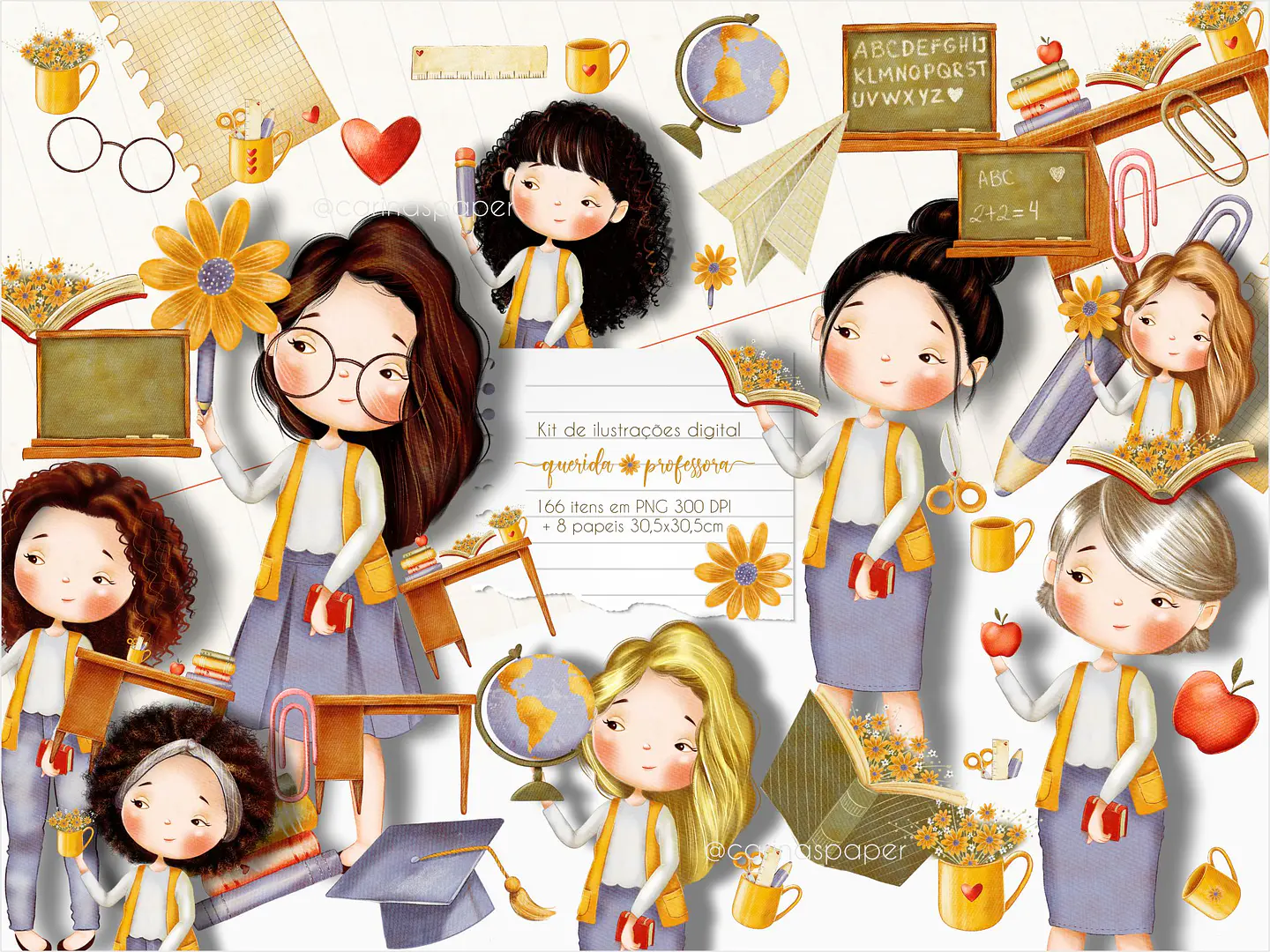 Kit Digital Querida Professora Brancas 8 1