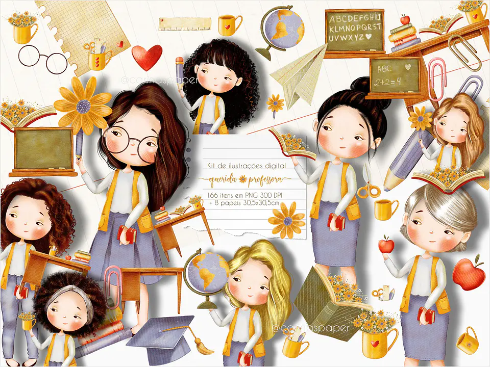 Kit Digital Querida Professora Brancas 8 1