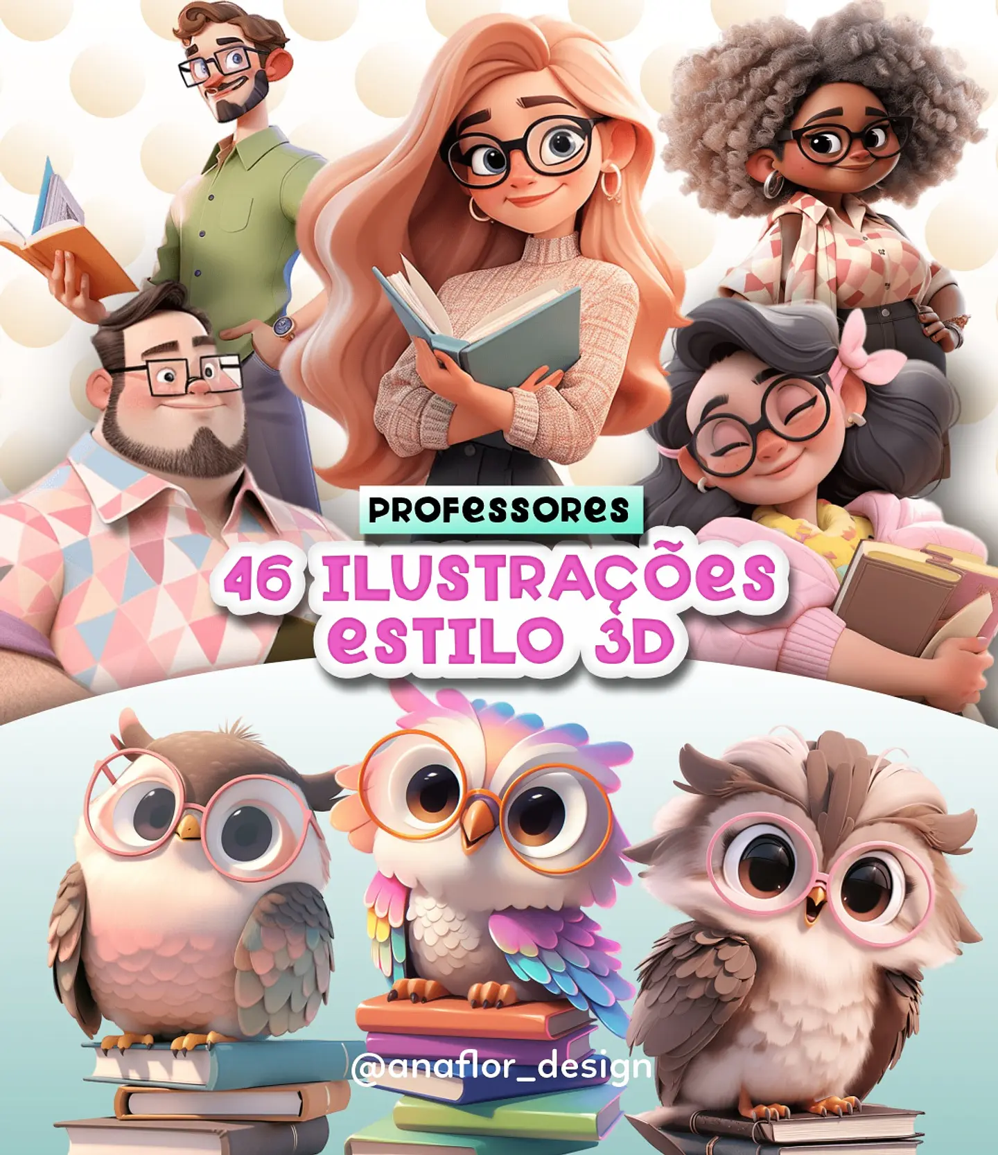 Kit Digital Ilustrações Professores Estilo 3d 1 1