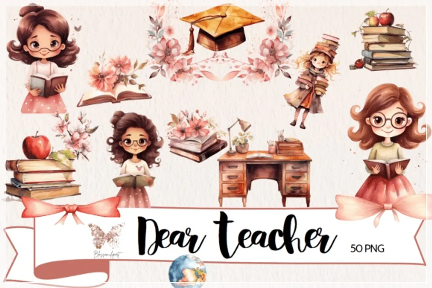 Kit Digital Dear Teacher Watercolor 1 1