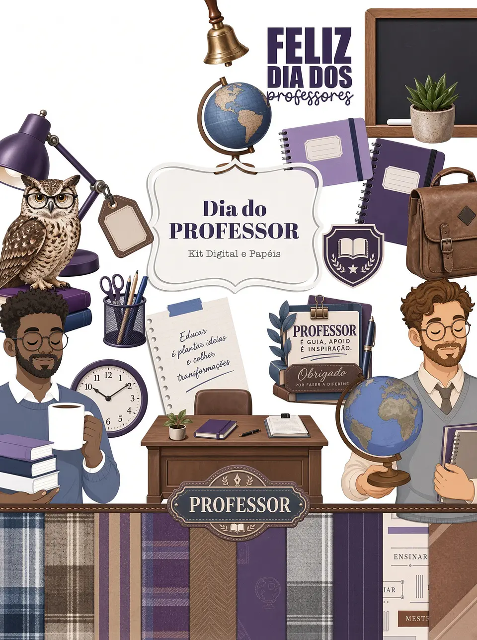 Kit Digital Combo Ilustrações e Papéis Dia dos Professores 16 1