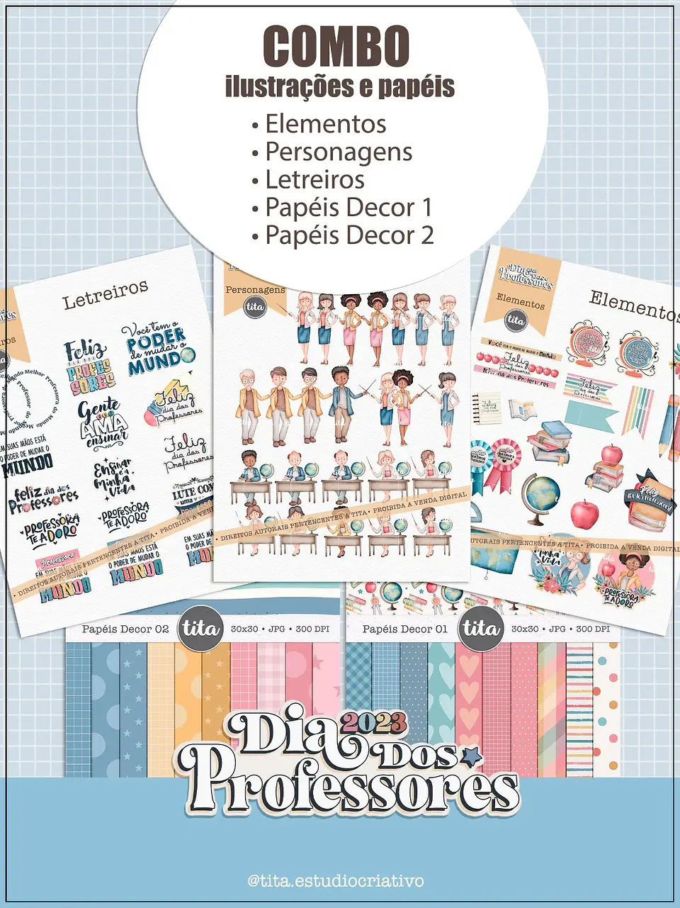 Kit Digital Professores 2023 Combo Ilustrações e Papéis 8 1