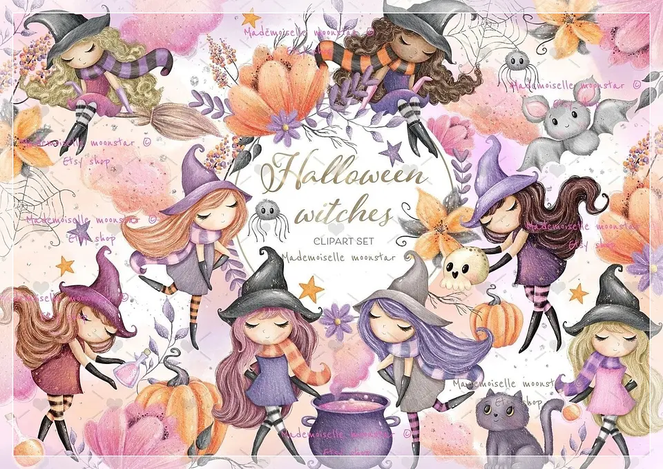 Kit Digital Halloween Witches 4 1