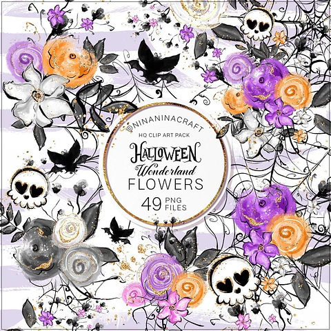 Kit Digital Halloween Wonderland Flowers 8
