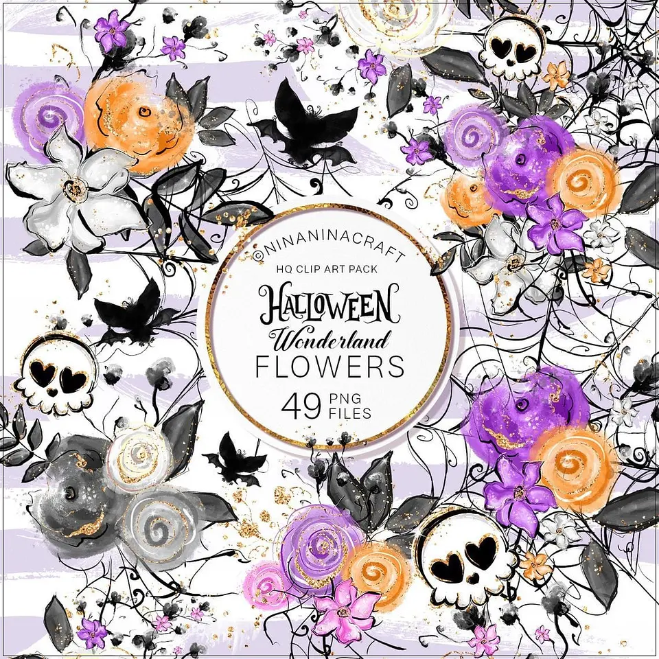 Kit Digital Halloween Wonderland Flowers 8 1