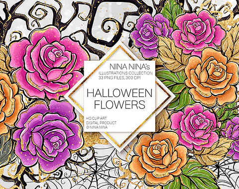 Kit Digital Halloween Flowers 4