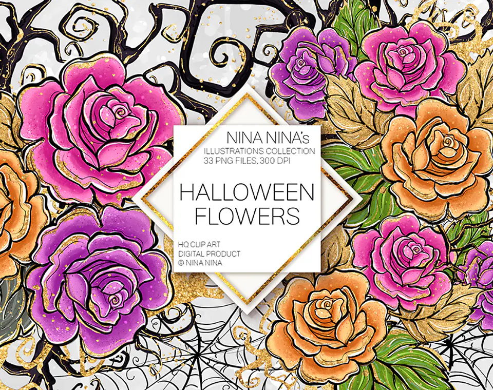 Kit Digital Halloween Flowers 4 1
