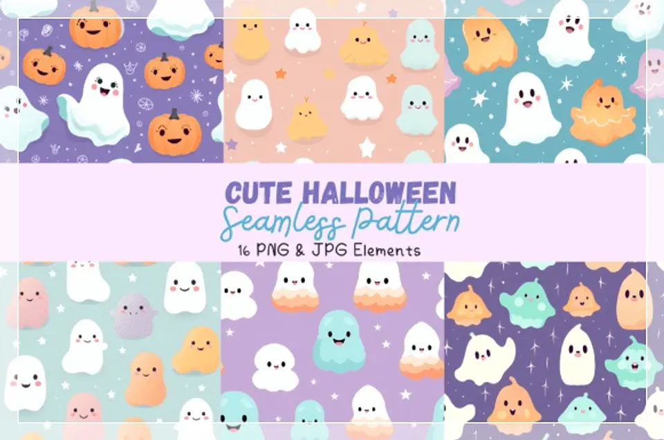Kit Digital 16 Cute Halloween Seamless Pattern 1 1
