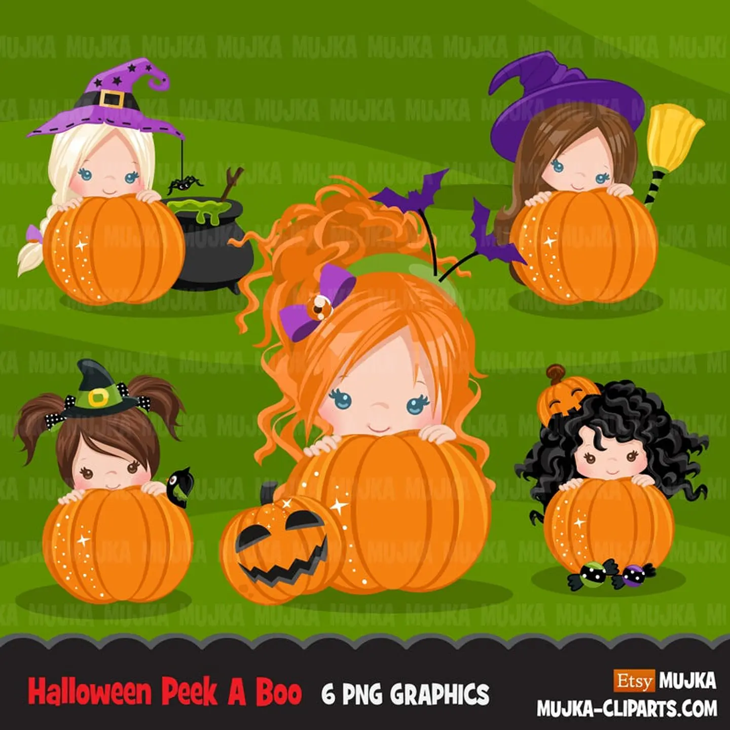 Kit Digital Halloween Peek a Boo Girls 7 1
