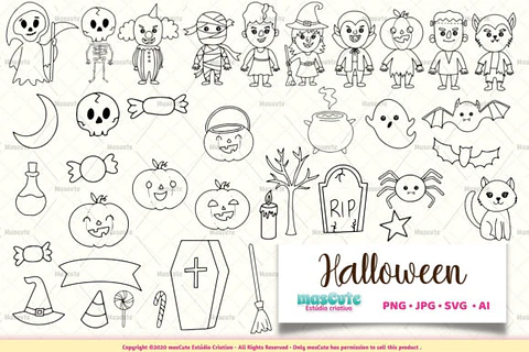 Kit Digital Halloween BundleColoring Page 7