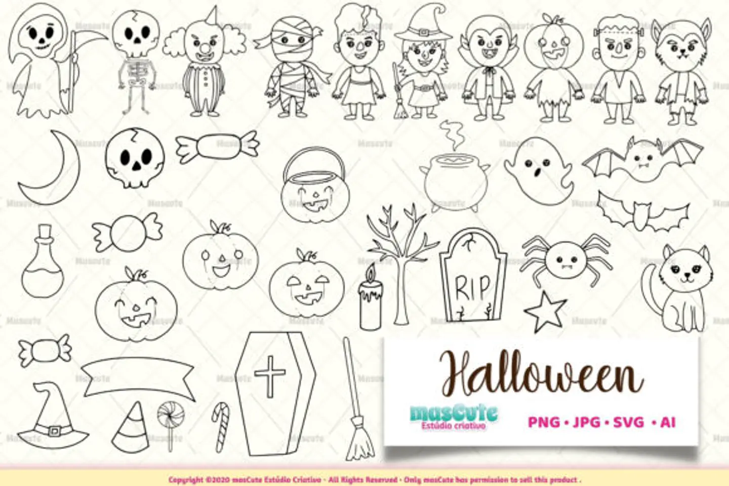 Kit Digital Halloween BundleColoring Page 7 1