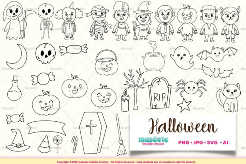 Kit Digital Halloween BundleColoring Page 7 1