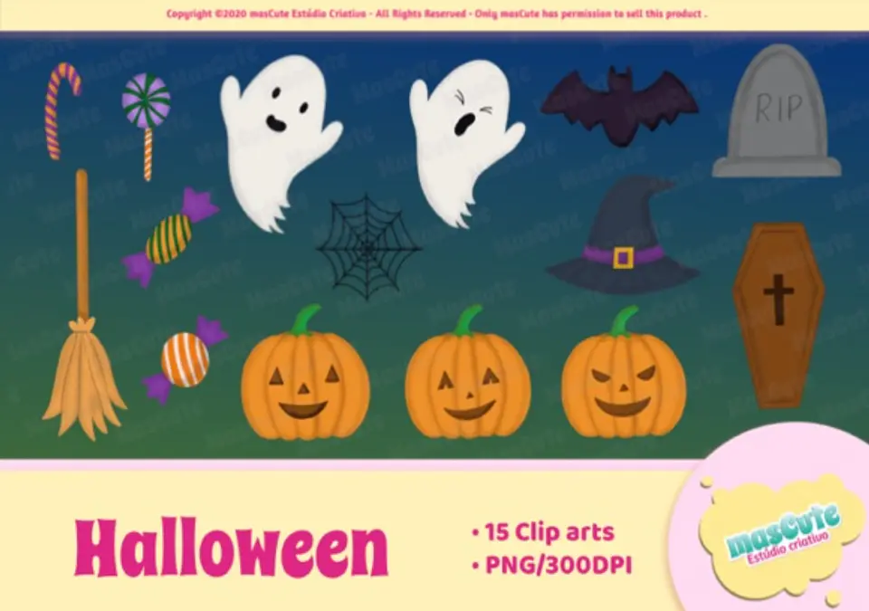 Kit Digital Halloween Cliparts Set Graphics 4 1