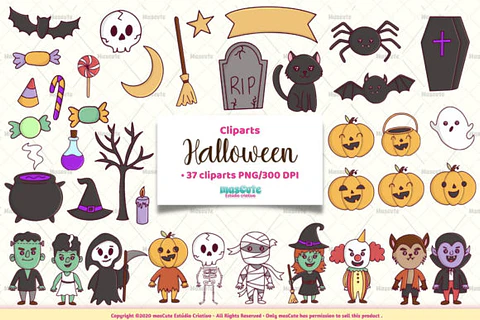 Kit Digital Halloween Cliparts Bundle 3