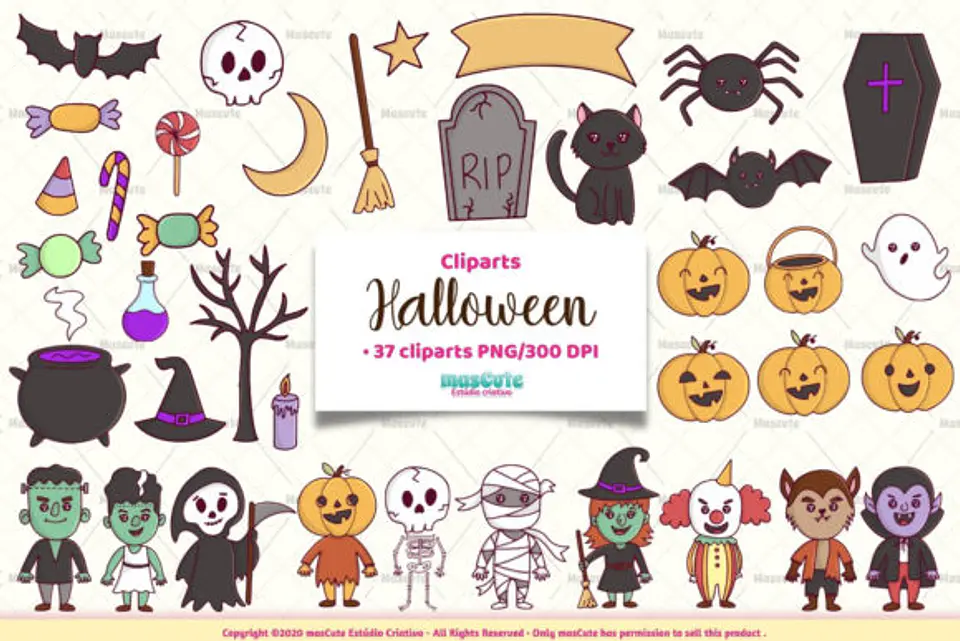 Kit Digital Halloween Cliparts Bundle 3 1