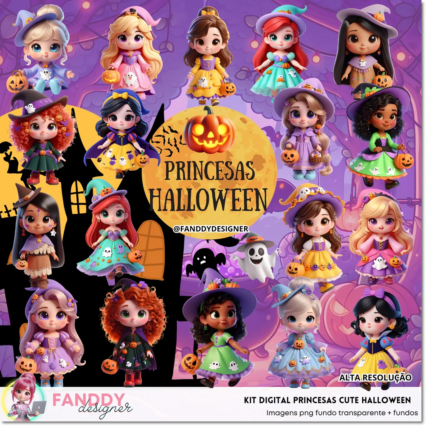 Kit Digital Princesas Cute Halloween 4 1