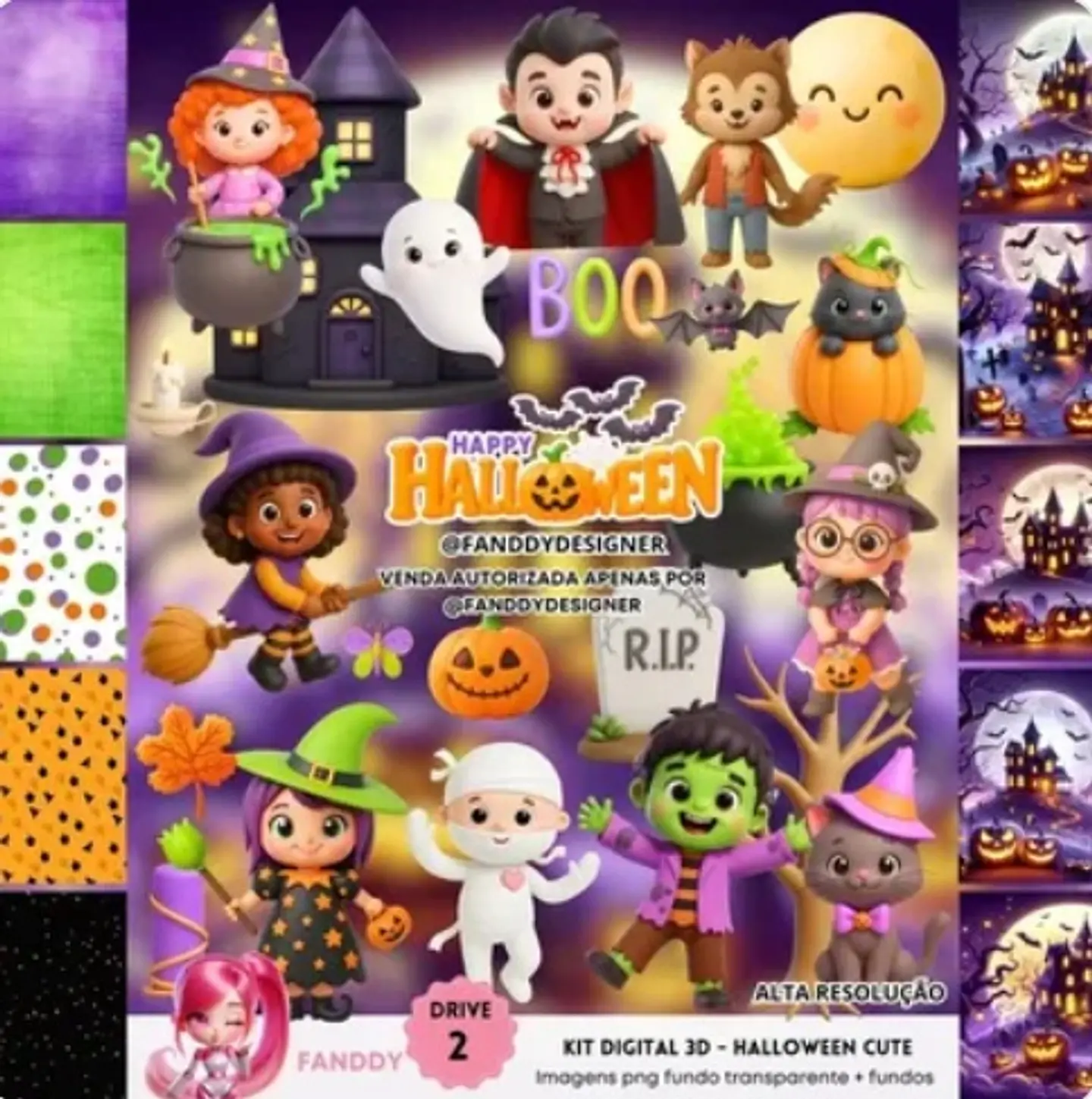 Kit Digital Halloween Cute 3d 3 1