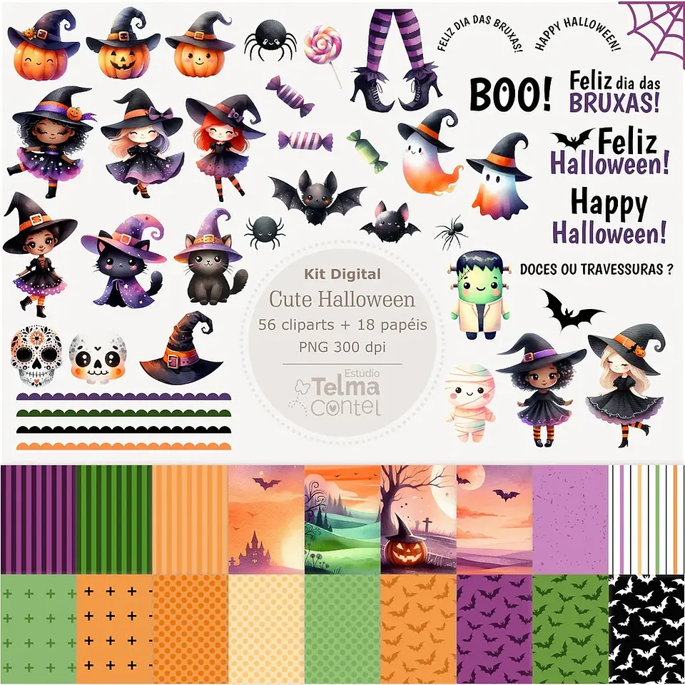Kit Digital 1 Halloween Cliparts e Papéis 1 1