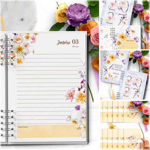 Encadernação - Agendas 27 e Perm Floral Encanto