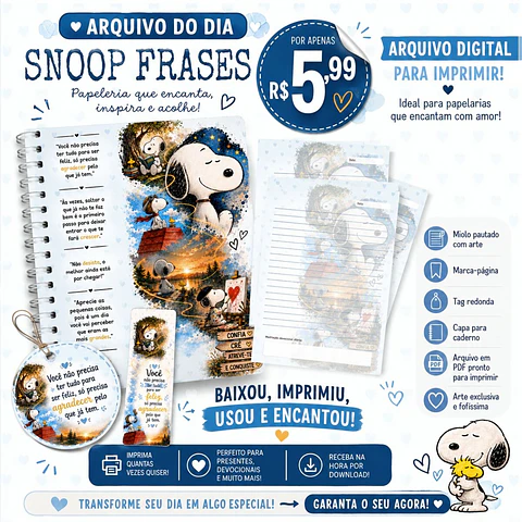 Encadernação - Coleção Caderno Snoop Frases