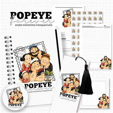 Encadernação - Caderno A5 Popaye - Coleção Nostalgia